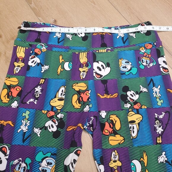 LuLaRoe Disney TC MICKEY DONALD GOOFY PLUTO Patchwork Leggings RARE Purple Green - Picture 9 of 12